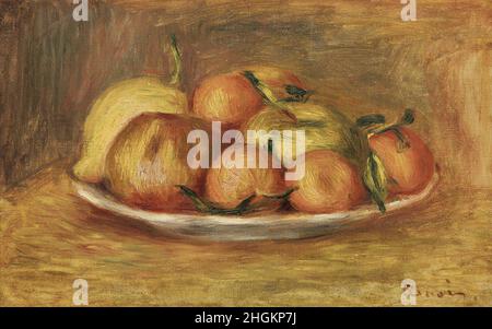 Renoir Auguste - Private Collection - Nature morte aux pommes, mandarines et citron - 1911 - Oil on canvas 23,1 x 36,2 cm Stock Photo