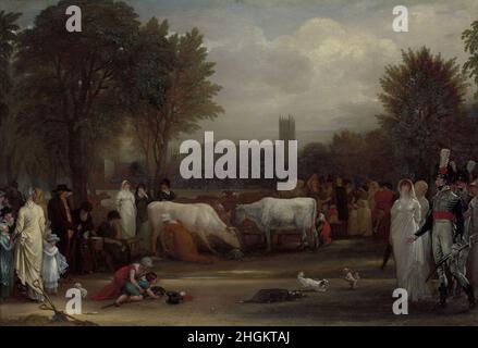 Milkmaids in St. James's Park, Westminster Abbey Beyond - 1801c. - oil on canvas 100,6 x 143,5 cm - West Benjamin Stock Photo