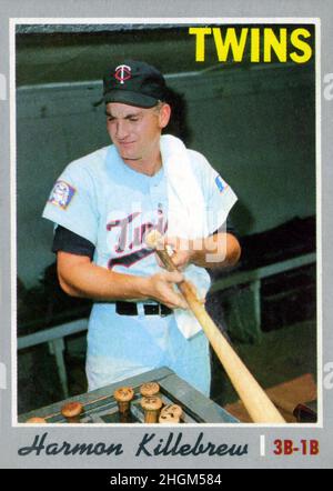 Harmon Killebrew 1970 Topps baseball card with the Minnesota Twins. Stock Photo