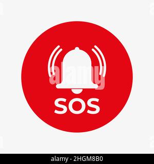 SOS bell in red circle vector icon. Alarm bell Stock Vector
