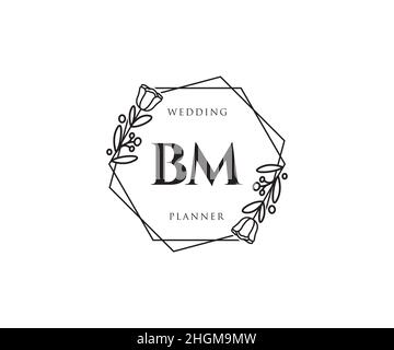 BM feminine logo. Usable for Nature, Salon, Spa, Cosmetic and Beauty Logos. Flat Vector Logo Design Template Element. Stock Vector