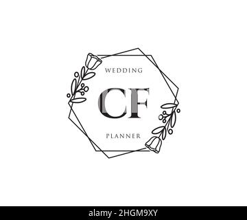 CF feminine logo. Usable for Nature, Salon, Spa, Cosmetic and Beauty Logos. Flat Vector Logo Design Template Element. Stock Vector