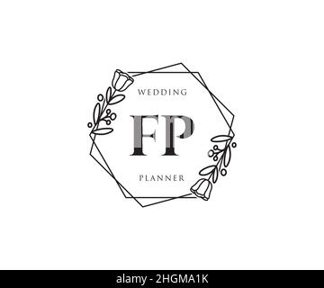 FP feminine logo. Usable for Nature, Salon, Spa, Cosmetic and Beauty Logos. Flat Vector Logo Design Template Element. Stock Vector