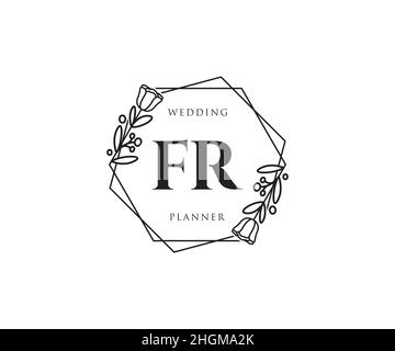 FR feminine logo. Usable for Nature, Salon, Spa, Cosmetic and Beauty Logos. Flat Vector Logo Design Template Element. Stock Vector
