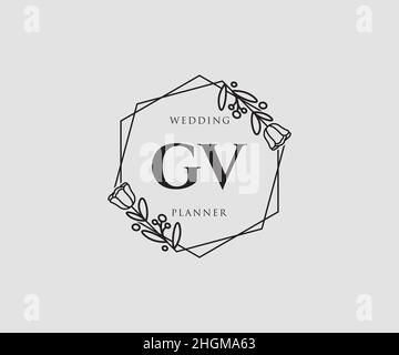 GV feminine logo. Usable for Nature, Salon, Spa, Cosmetic and Beauty Logos. Flat Vector Logo Design Template Element. Stock Vector