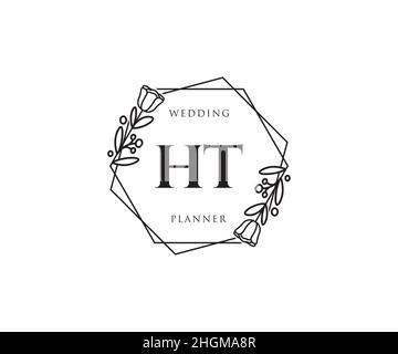 HT feminine logo. Usable for Nature, Salon, Spa, Cosmetic and Beauty Logos. Flat Vector Logo Design Template Element. Stock Vector