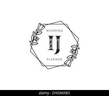 IJ feminine logo. Usable for Nature, Salon, Spa, Cosmetic and Beauty Logos. Flat Vector Logo Design Template Element. Stock Vector