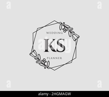 KS feminine logo. Usable for Nature, Salon, Spa, Cosmetic and Beauty Logos. Flat Vector Logo Design Template Element. Stock Vector