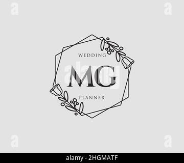 MG feminine logo. Usable for Nature, Salon, Spa, Cosmetic and Beauty Logos. Flat Vector Logo Design Template Element. Stock Vector