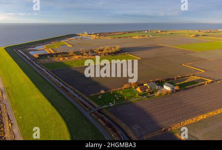 The beautiful landscape of Nordstrand Germany at the Wadden Sea Stock Photo