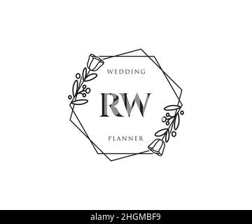 RW feminine logo. Usable for Nature, Salon, Spa, Cosmetic and Beauty Logos. Flat Vector Logo Design Template Element. Stock Vector