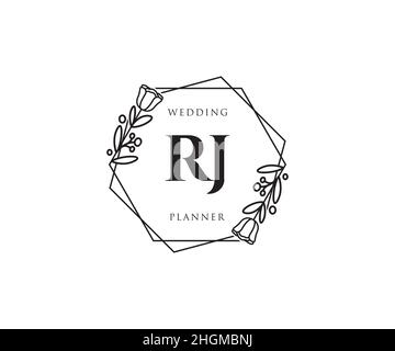 RJ feminine logo. Usable for Nature, Salon, Spa, Cosmetic and Beauty Logos. Flat Vector Logo Design Template Element. Stock Vector