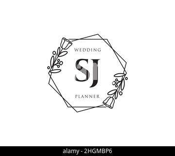 SJ feminine logo. Usable for Nature, Salon, Spa, Cosmetic and Beauty Logos. Flat Vector Logo Design Template Element. Stock Vector