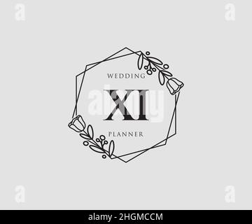 XI feminine logo. Usable for Nature, Salon, Spa, Cosmetic and Beauty Logos. Flat Vector Logo Design Template Element. Stock Vector