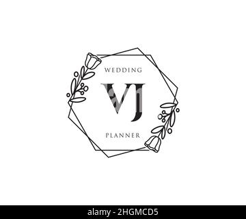 VJ feminine logo. Usable for Nature, Salon, Spa, Cosmetic and Beauty Logos. Flat Vector Logo Design Template Element. Stock Vector