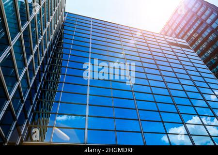 low angle view of skyscrapers in Shanghai, China. Stock Photo