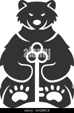 Bear Holding Key Icon Illustration Brand Identity Stock Vector