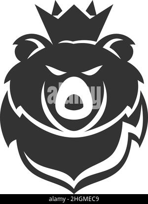 Bear head with crown Icon Illustration Brand Identity Stock Vector