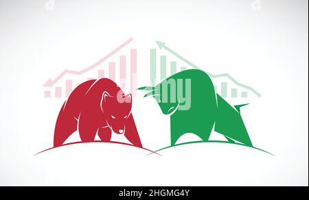 Vector of bull and bear symbols of stock market trends. The growing and falling market. Easy editable layered vector illustration. Stock Vector