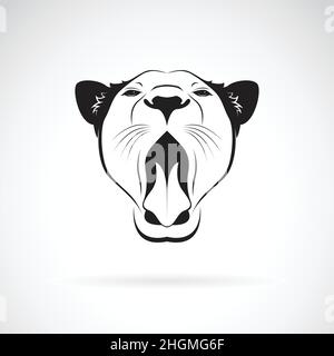 Vector of a female lion open mouth on white background. Wild Animals.  Easy editable layered vector illustration. Stock Vector