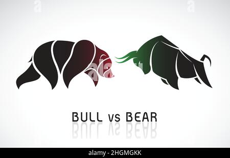 Vector of bull and bear symbols of stock market trends. Stock market and business concept. The growing and falling market. Wild Animals. Stock Vector