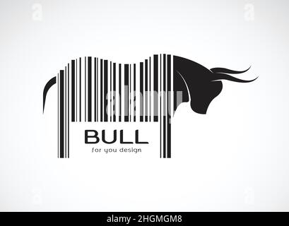 Vector of bull on the body is a barcode. Wild Animals. Bull design. Easy editable layered vector illustration. Stock Vector