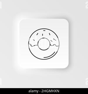 Neumorphic style food and drink vector icon. Doughnut Outline Icon. Donut Line Art Logo. Vector Illustration. Isolated . Editable Stroke. on neumorphi Stock Vector