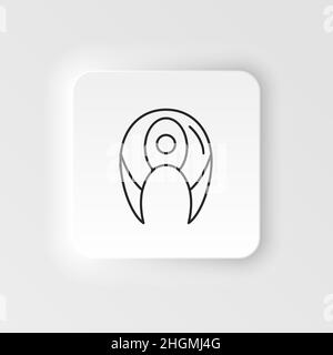 Neumorphic style food and drink vector icon. A peace of fish steak. Vector drawing of a salmon steak. One continuous line and coloured illustration of Stock Vector