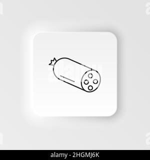 Neumorphic style food and drink vector icon. sausage icon in line style isolated on neumorphism white background Stock Vector