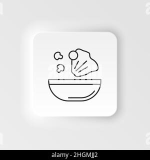 Neumorphic style food and drink vector icon. Food dish recipe, nutrition concept, salad ingredients, vector mono line icon on neumorphism white backgr Stock Vector