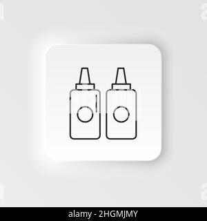 Neumorphic style food and drink vector icon. Ketchup and mustard vector line icon isolated. Bottles with sauces - ketchup and mustard line icon for in Stock Vector