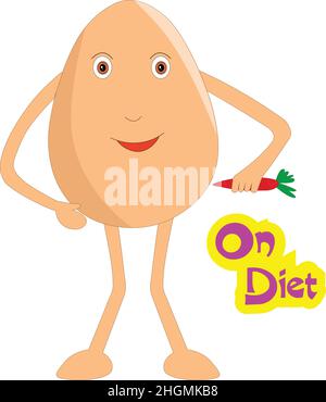 Cute on diet egg vector illustration cartoon Stock Vector