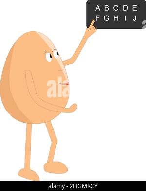 Cute teacher egg teaching abcd vector illustration cartoon Stock Vector