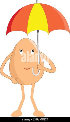 Indian-themed egg cartoon - Happy egg with umbrella. Vector Illustration. Stock Vector