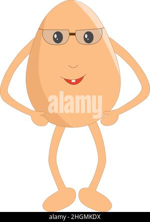 Cute smiling egg wearing sunglass vector illustration cartoon Stock Vector