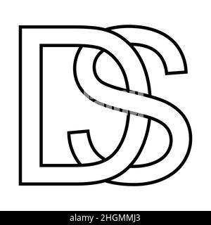 Logo sign ds, sd icon, nft ds interlaced letters d s Stock Vector