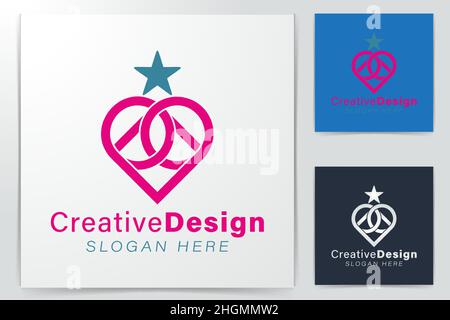 love ring star logo Ideas. Inspiration logo design. Template Vector Illustration. Isolated On White Background Stock Vector