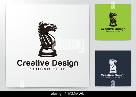 horse. steer chess board logo Ideas. Inspiration logo design. Template Vector Illustration. Isolated On White Background Stock Vector
