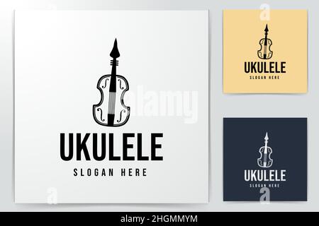 ukulele. musical logo Ideas. Inspiration logo design. Template Vector Illustration. Isolated On White Background Stock Vector
