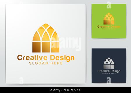luxury gold tower, dome, mosque logo Ideas. Inspiration logo design. Template Vector Illustration. Isolated On White Background Stock Vector