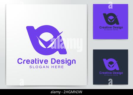 initial letter a b and check mark logo Ideas. Inspiration logo design. Template Vector Illustration. Isolated On White Background Stock Vector