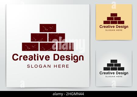 pile of red brick. construction logo Ideas. Inspiration logo design. Template Vector Illustration. Isolated On White Background Stock Vector
