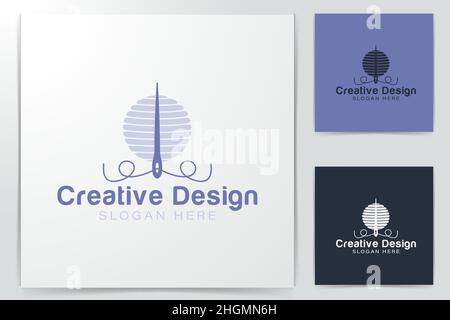 needle and spool, tailor and embroider logo Ideas. Inspiration logo design. Template Vector Illustration. Isolated On White Background Stock Vector