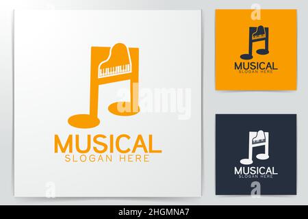 Digital piano note logo Ideas. Inspiration logo design. Template Vector Illustration. Isolated On White Background Stock Vector