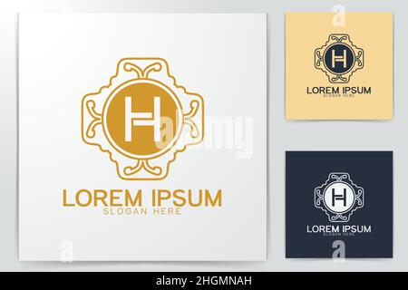 initial letter h decorative, boutique, ornament, luxury logo Ideas. Inspiration logo design. Template Vector Illustration. Isolated On White Backgroun Stock Vector
