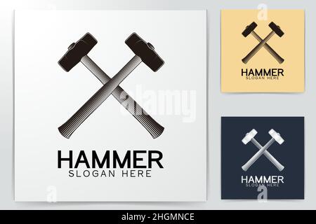 crossed hammer. construction logo Ideas. Inspiration logo design. Template Vector Illustration. Isolated On White Background Stock Vector