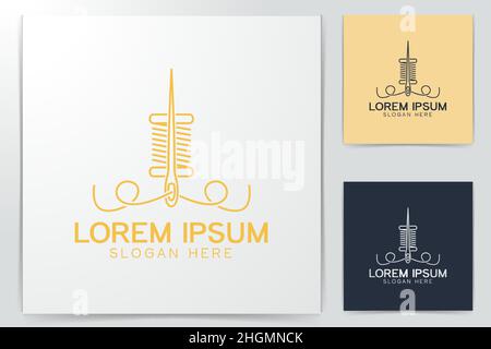 needle and yarn logo Ideas. Inspiration logo design. Template Vector Illustration. Isolated On White Background Stock Vector