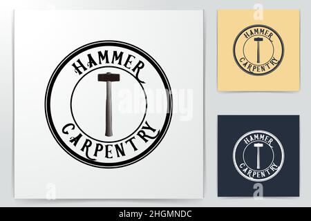 hammer logo Ideas. Inspiration logo design. Template Vector Illustration. Isolated On White Background Stock Vector