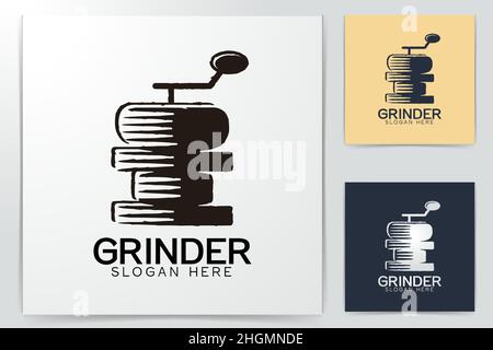 coffee roaster. grinder logo Ideas. Inspiration logo design. Template Vector Illustration. Isolated On White Background Stock Vector