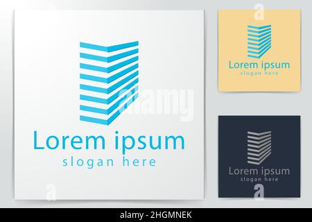 town building logo Ideas. Inspiration logo design. Template Vector Illustration. Isolated On White Background Stock Vector